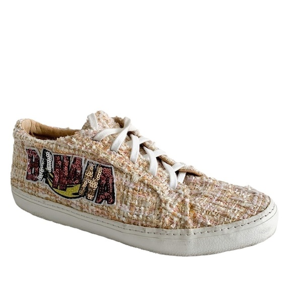 Zara Trafaluc Banana Sequin Tweed Sneakers - Picture 1 of 16